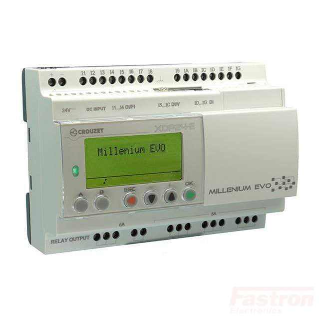 Millennium EVO Ethernet Smart Relay with Display - 24 I/O, 24VDC, 8 Configurable Analog/Digital Inputs, 4x15kHz High-Speed Inputs, 6x8A & 2x6A Relays | Industrial Automation & IoT Control Solution for Smart Factories & Building Management Systems