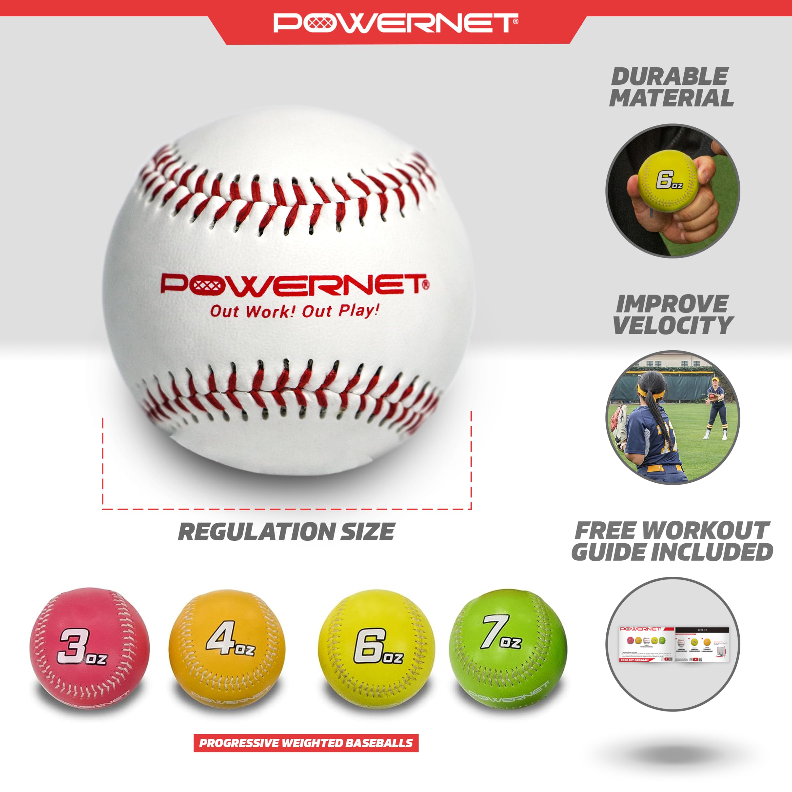 **PowerNet Weighted Baseball Training Bundle – Heavy Pitching & Throwing Balls for Strength Building, Long Toss & Core Command – Perfect for Baseball Practice, Pitching Drills & Strength Training**