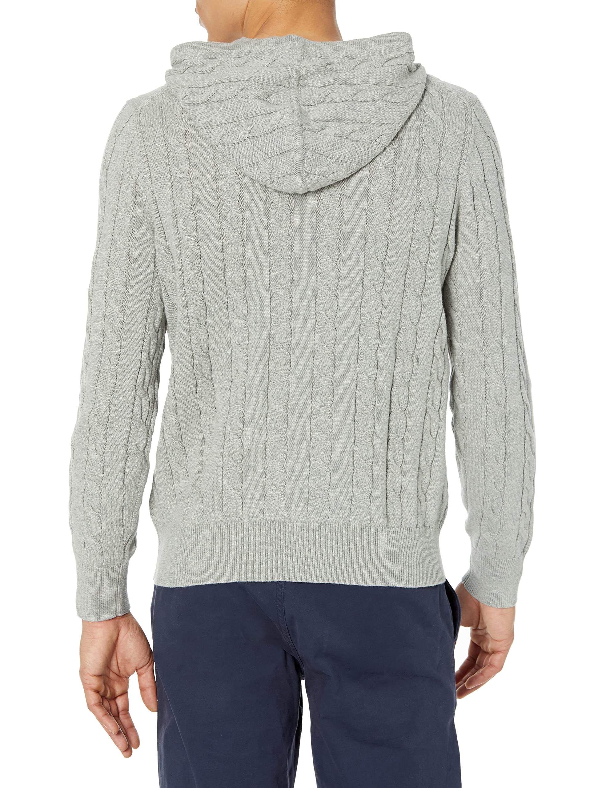 Brooks Brothers Men's Cotton Cable Knit Hoodie Sweater - Warm Winter Pullover for Casual Outfits & Outdoor Activities