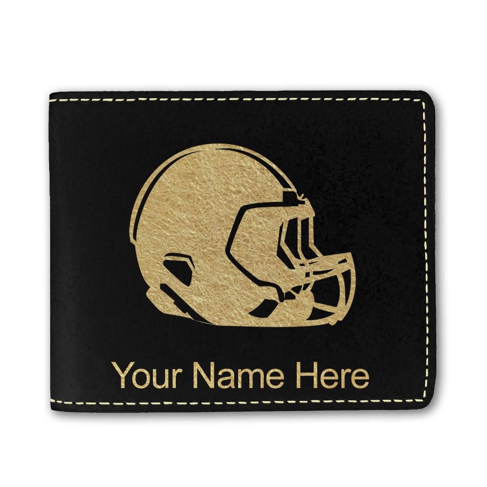 Custom Engraved Faux Leather Wallet with Football Helmet Design - Perfect Gift for NFL Fans & Sports Enthusiasts