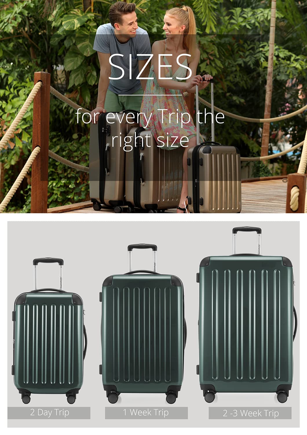 Premium Hauptstadtkoffer 3-Piece Luggage Set - Durable Dark Green Spinner Suitcase with TSA Lock | Perfect for International Travel & Business Trips