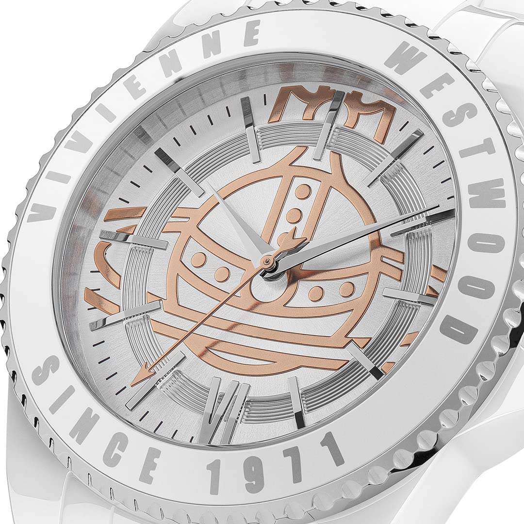 Vivienne Westwood Sloane Women's Quartz Watch with Glossy Ceramic Bracelet - Elegant Fashion Accessory for Office, Party & Everyday Wear