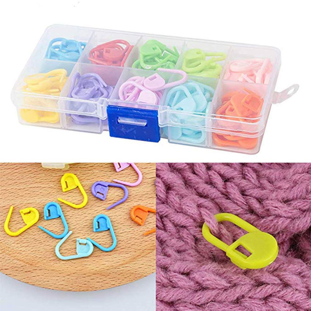 EXCEART 120Pcs Plastic Crochet Locking Stitch Markers with Storage Box - Knitting Needle Clips for Weaving, Sewing, DIY Crafts & Quilling - Perfect for Yarn Projects, Scrapbooking & Handmade Gift Making
