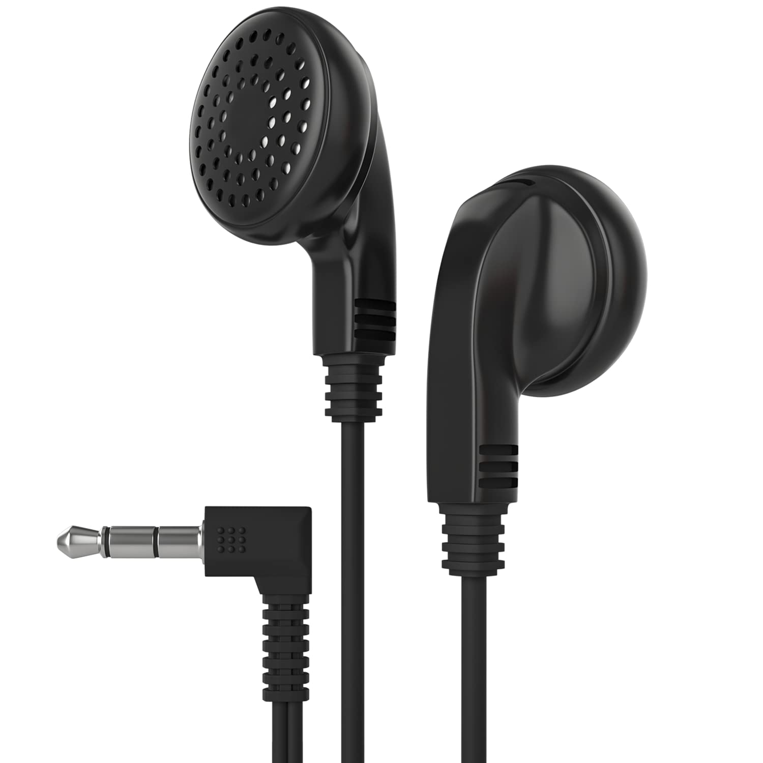 Bulk 200 Pack Maeline 3.5mm Earphones with Headphone Plug - Wholesale Black Wired Earbuds for Schools, Gyms, Events & Giveaways
