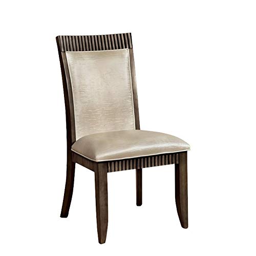 Furniture of America Stila Transitional Dining Chairs - Set of 2, Gray Upholstered Side Chairs for Kitchen, Dining Room & Home Decor | Comfortable & Stylish Seating Solution