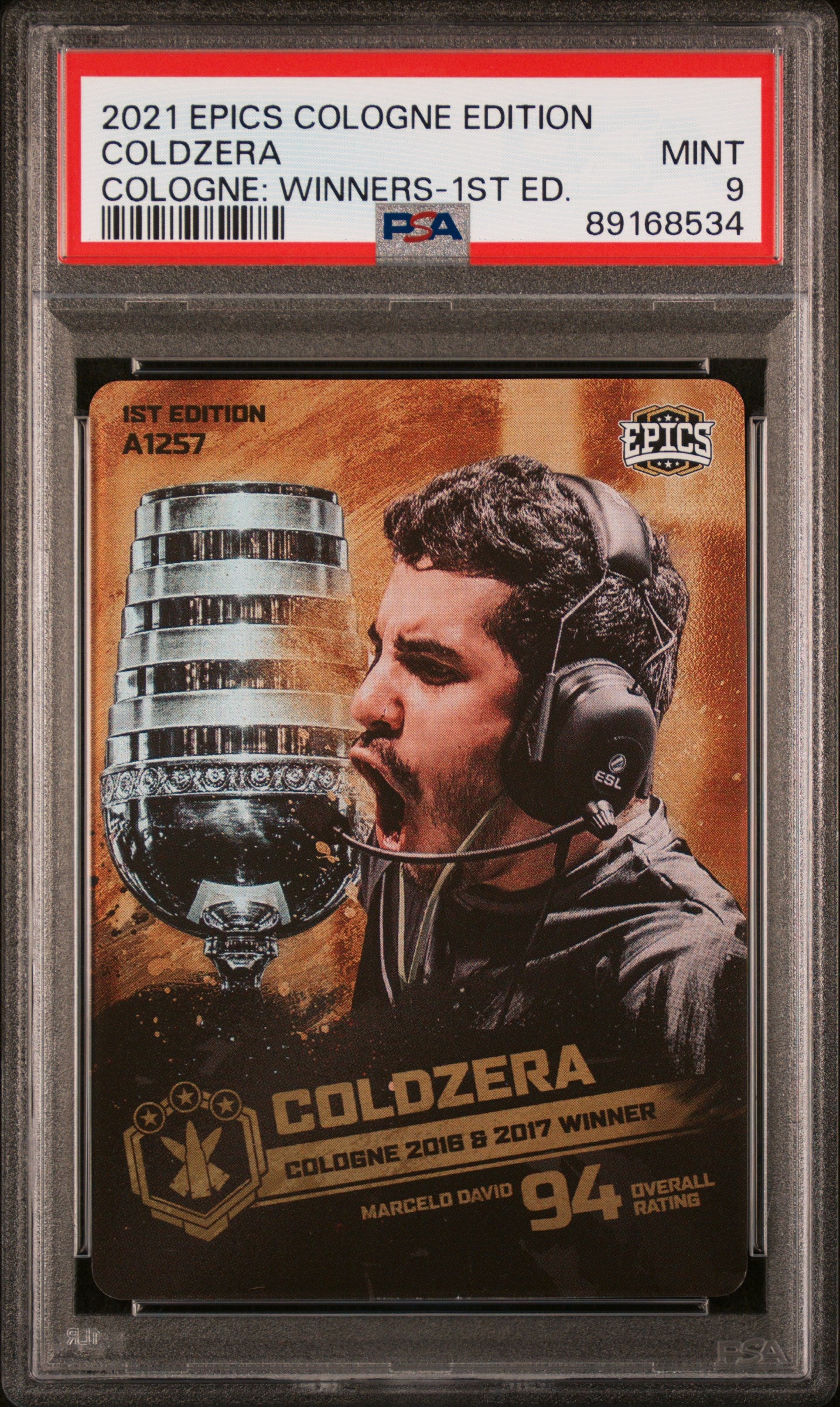 PSA 9 Graded Coldzera #A1257 Winners 1st Edition 2021 Epics Cologne Edition - Rare Collectible for CS:GO Fans & Gaming Memorabilia Enthusiasts
