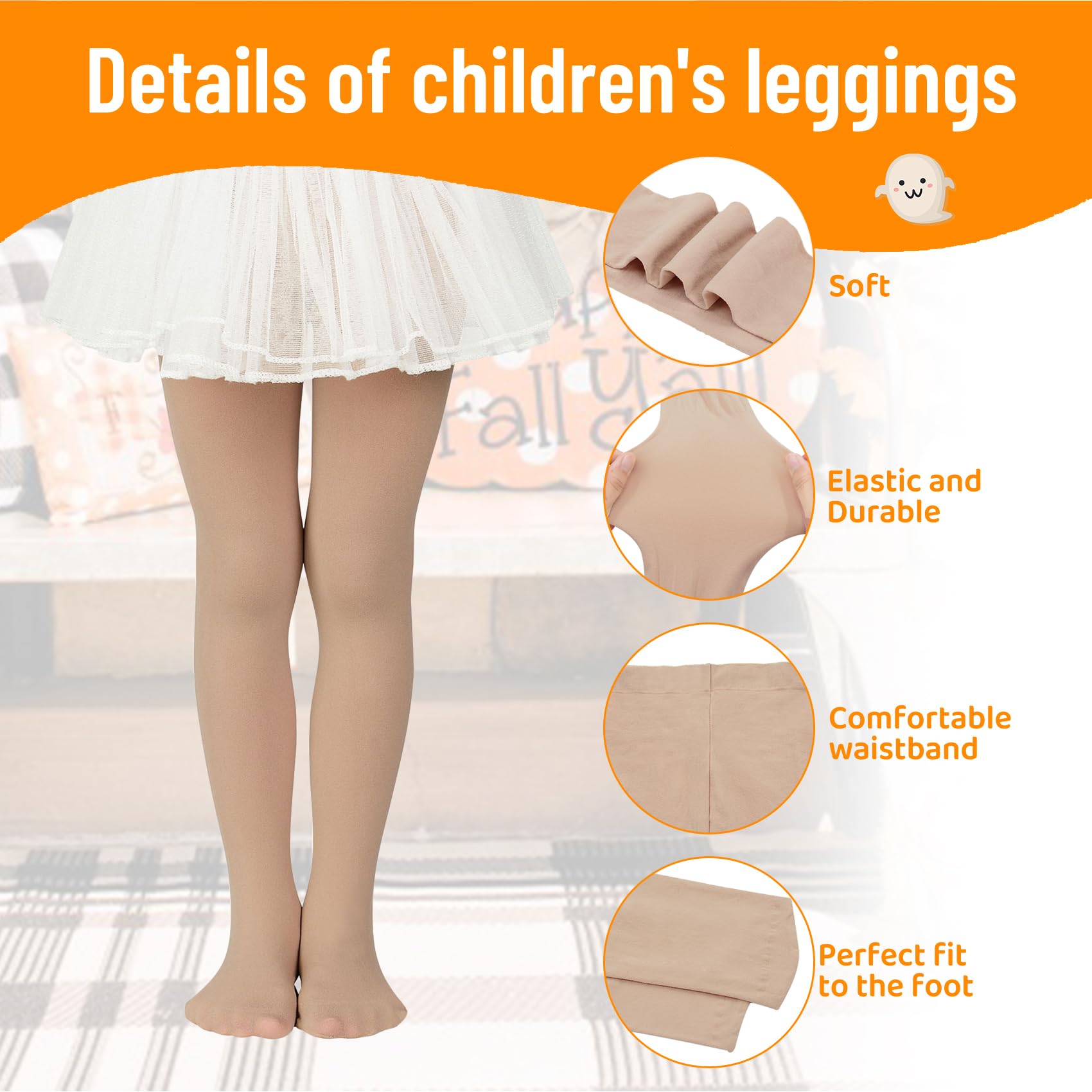 4 Pairs Durio Ultra Soft Ballet Tights for Toddler Girls - Footed Dance Stockings & Elastic Leggings for School, Dance Class, Recital and Performance