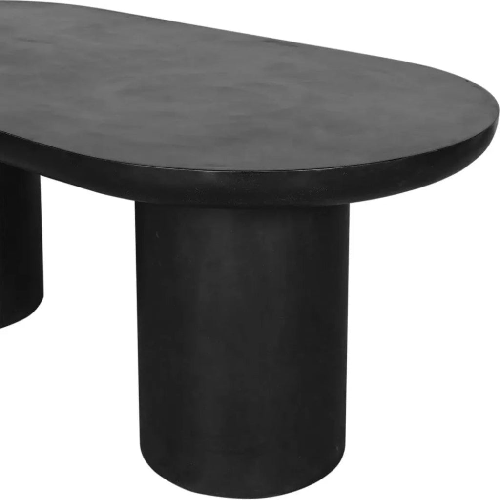 83 Inch Outdoor Dining Table - Black Concrete Top, Weatherproof & Durable Patio Furniture for Backyard, Garden, Poolside Dining & Entertaining