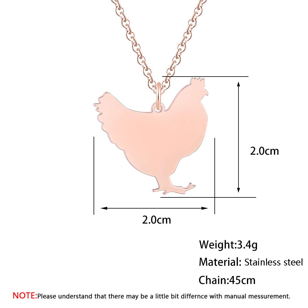Stainless Steel Zodiac Rooster Pendant Necklace for Women - Elegant Rose Gold Chicken Jewelry - Perfect for Birthday Gifts, Chinese New Year, and Zodiac-Themed Fashion Accessories