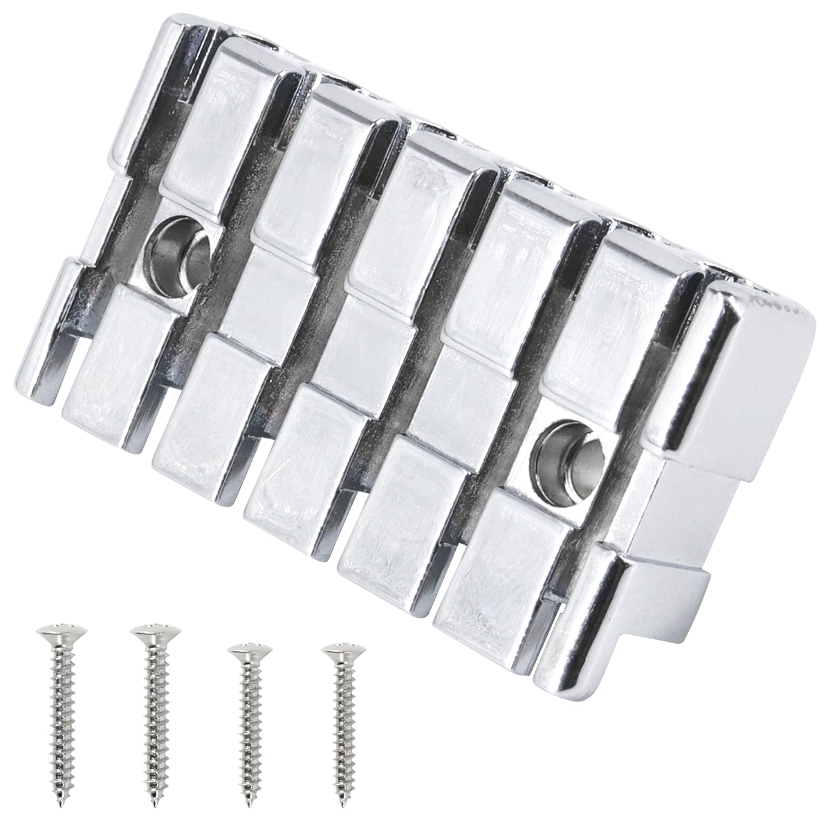 6 String Headless Guitar Locking Nut - Silver Replacement Part for Guitar Bridge & Tuning Stability | Perfect for Metal, Rock & Studio Recording