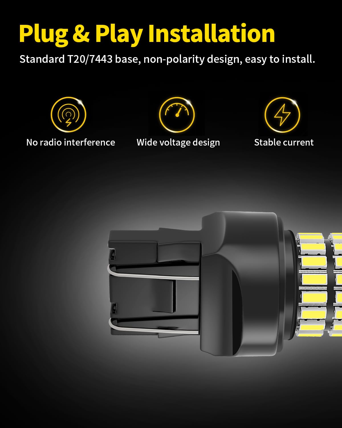 Xenon White T20 7443 7444 7440 LED Bulbs - Super Bright Backup Reverse Lights - Compatible with 2014-2021 Toyota Tundra - Pack of 2 - Perfect for Night Driving & Enhanced Rear Visibility