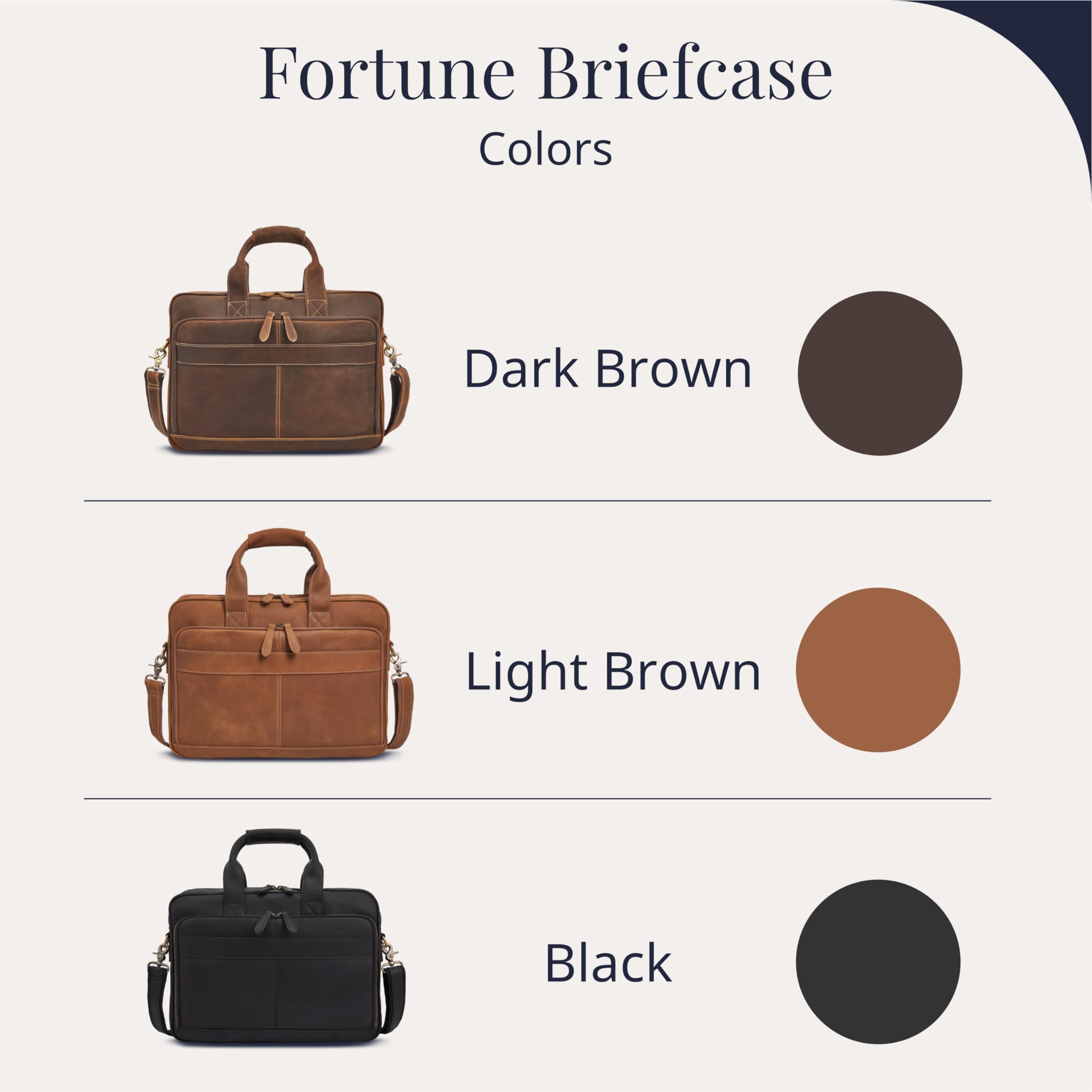 Premium Full-Grain Leather Briefcase for Men - Professional Laptop Bag with Leather Computer Compartment - Perfect for Business Travel & Office Work