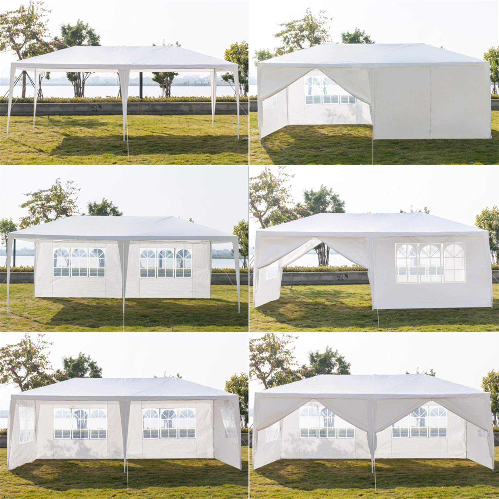 10'x20' Waterproof Outdoor Gazebo Canopy Tent with Removable Side Walls & Spiral Tubes - Perfect for Weddings, Parties, Camping, Market Stalls & Commercial Events