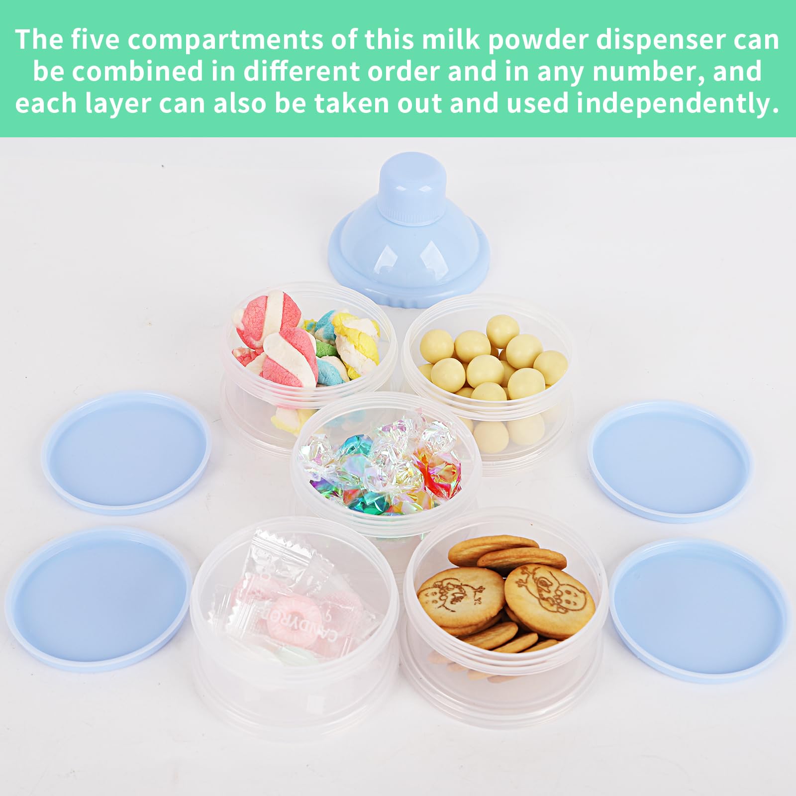 2-Pack 5-Layer Baby Formula Dispenser - Portable Powdered Milk Storage Container for Travel, On-the-Go Feeding (Pink & Green) | Ideal for Diaper Bags, Daycare, and Family Outings