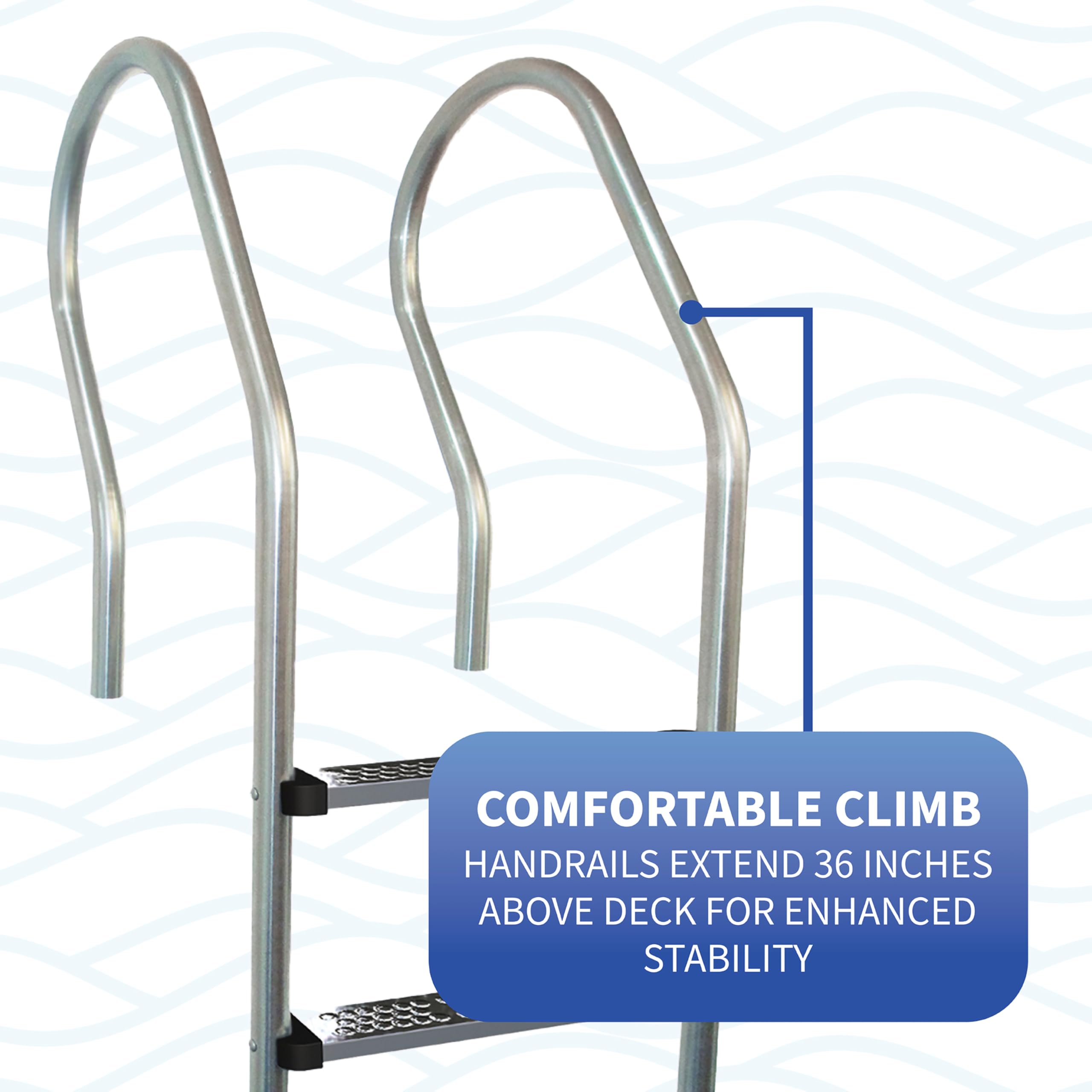Blue Wave NE1149 Premium Stainless Steel Reverse Bend In-Pool Ladder for Above Ground Swimming Pools - Durable Pool Access Ladder for Safe Entry & Exit | Perfect for Backyard, Inground, and Residential Pools