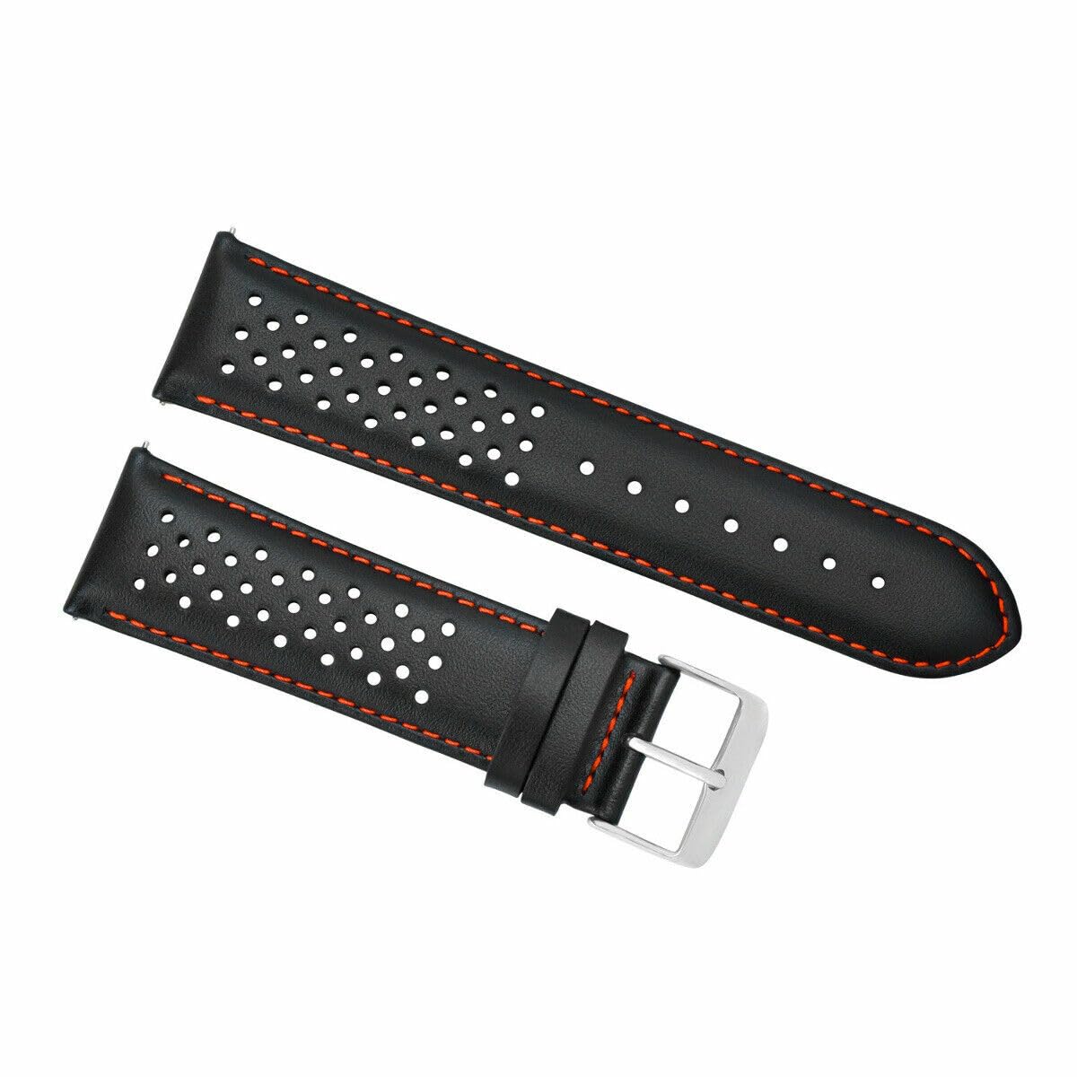 19mm Genuine Leather Watch Band Strap - Quick Release Perforated Design - Compatible with Tag Heuer Carrera - Black - Perfect for Business, Casual & Sports Wear