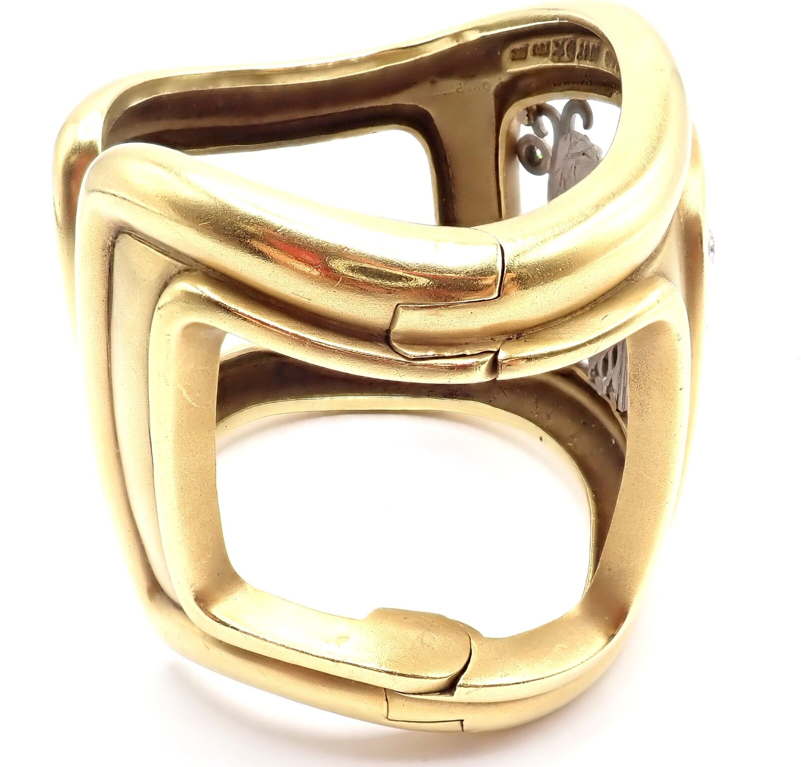 Authentic Kieselstein Cord 18k Gold Diamond Angel In My Window Bangle Bracelet - Luxury Jewelry Gift for Women, Elegant Party & Wedding Accessory