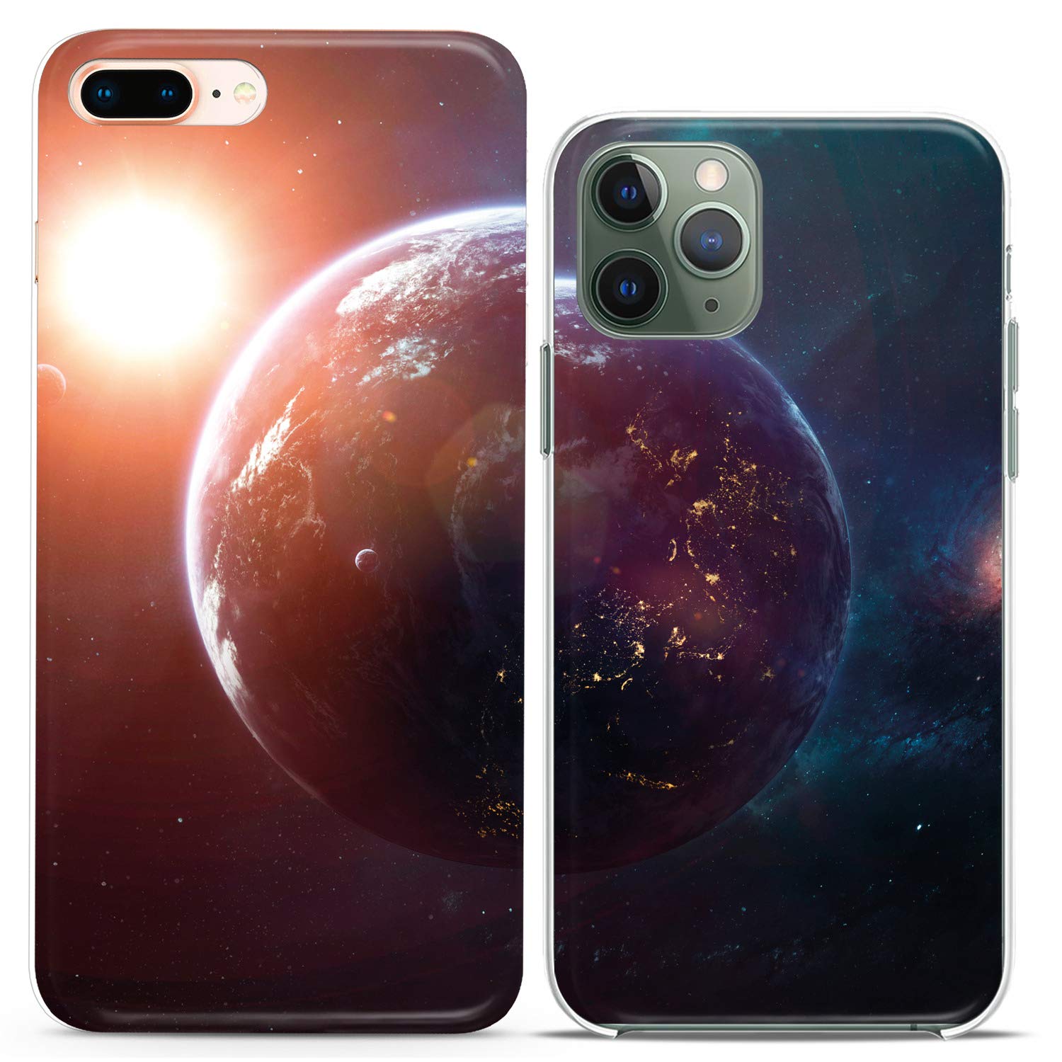**Matching Couple Phone Cases for iPhone 16/15/14/13/12/11/Pro Max/Mini/Xs/X/6s/8 Plus/7+/Xr/10/SE/5 & Galaxy - Cute Space Planet Design - Best Gift for Boyfriend, Girlfriend, BFF, Couples - Durable Silicone Cover - Perfect for Anniversaries, Valentine's Day & Everyday Use**