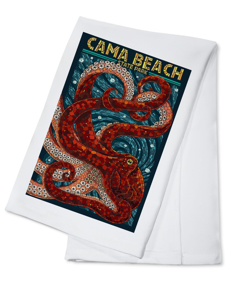 Washington Cama Beach State Park Octopus Mosaic Tea Towel - 100% Cotton Decorative Hand Towel for Kitchen, Bathroom & Home Decor - Perfect for Dish Drying, Gift Giving & Coastal Themed Decor