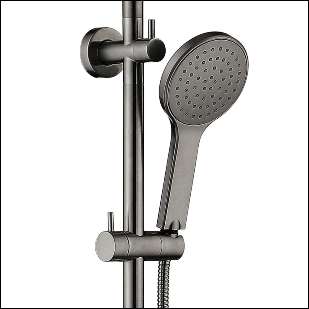 FIENZA Kaya Gun Metal Twin Shower Head - High Pressure Rainfall & Handheld Combo - Bathroom & Spa Shower System for Relaxation