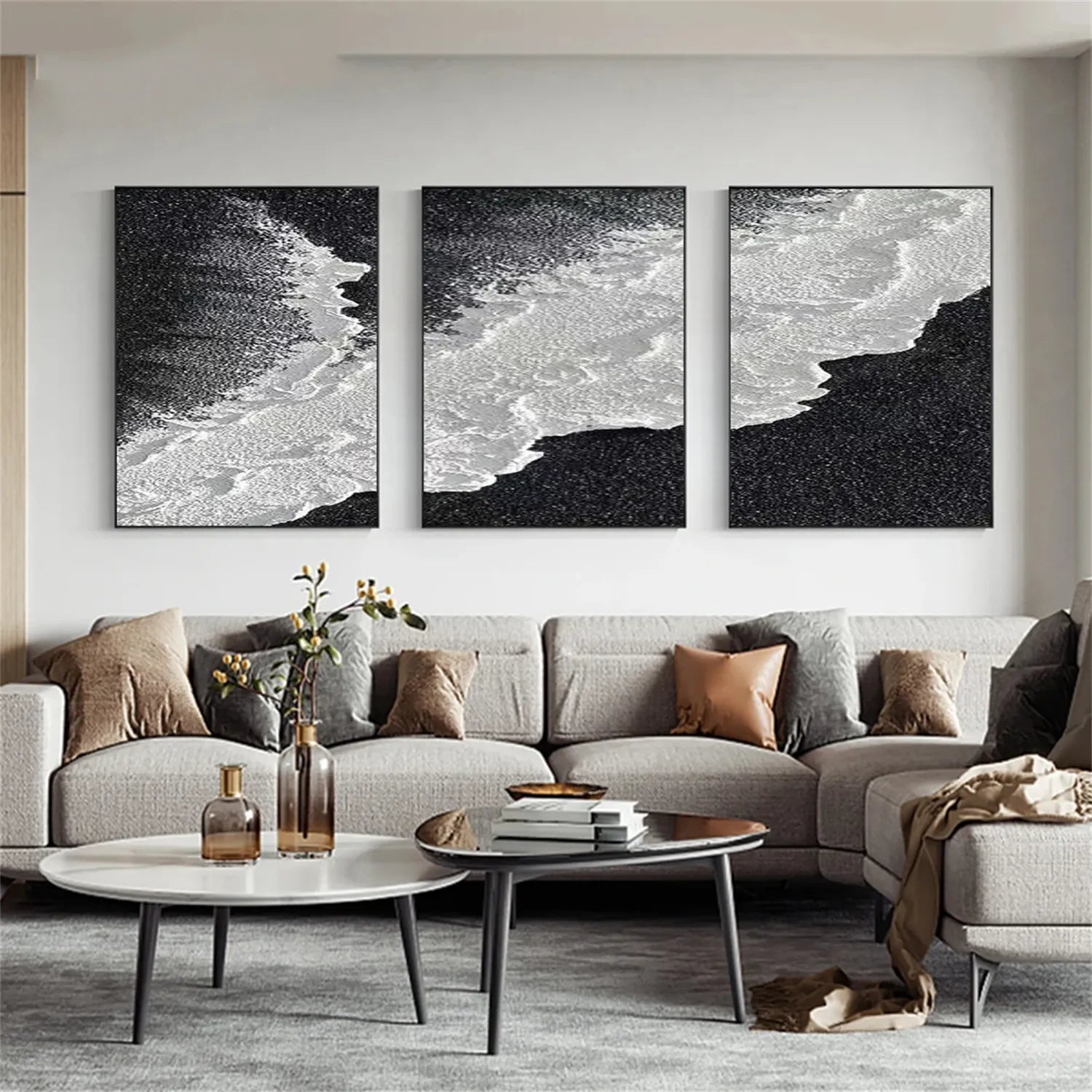 Ocean and Sky Wall Art - Set of 3 Canvas Paintings (OS 211) for Living Room, Bedroom & Office Decor