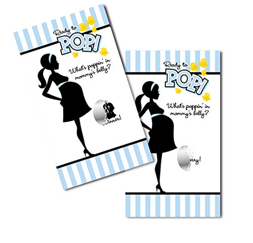 Baby Shower Scratch Off Game Cards - 24 Ready to Pop Tickets for Gender Reveal & Baby Shower Party Activities | Fun Interactive Baby Shower Game Ideas (Blue)