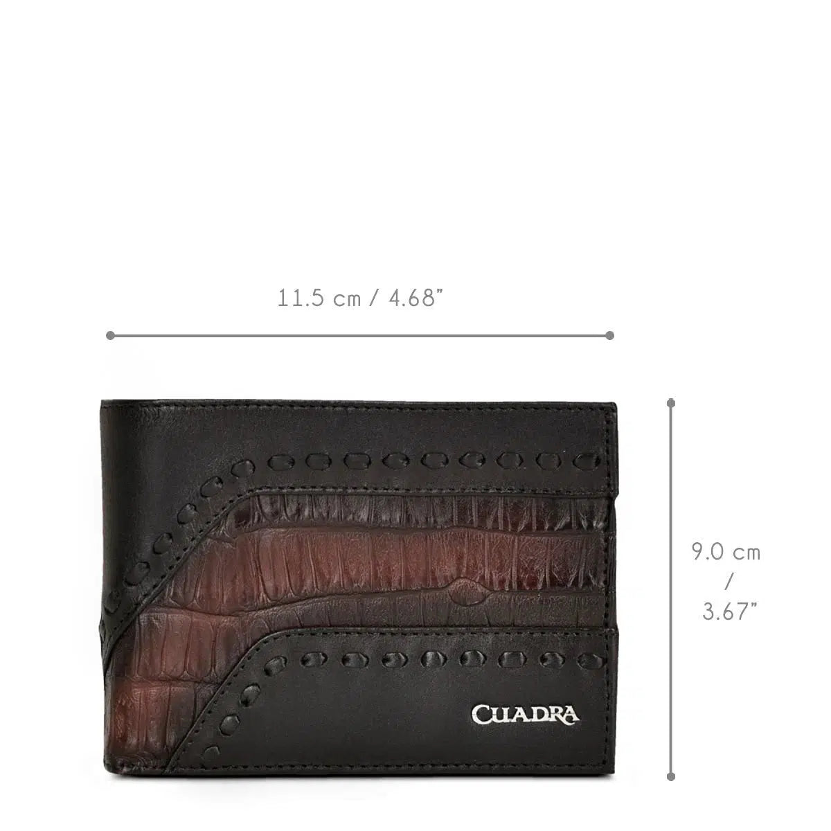Cuadra Chocolate Classic Caiman Bifold Wallet for Men - Genuine Leather Luxury Wallet for Everyday Use & Gifts