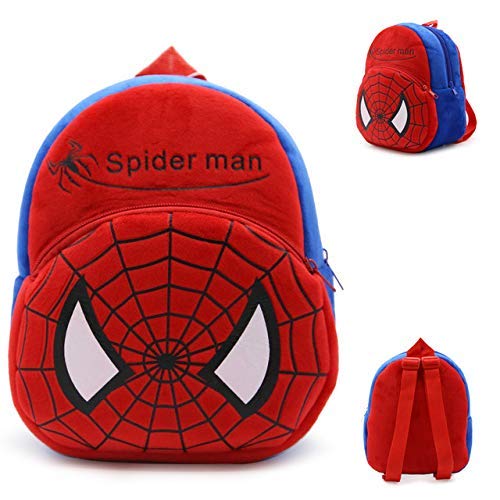 **Spider-Man Kids School Backpack - Soft Plush Fabric Cartoon Character Backpack for Boys & Girls - Lightweight & Durable for School, Travel & Daycare**