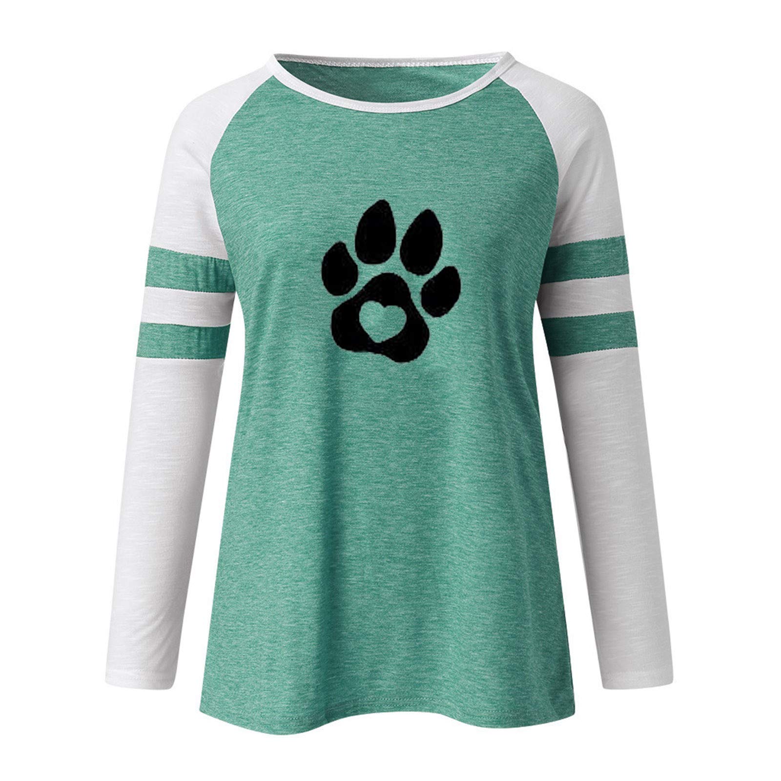 Women's Graphic Long Sleeve T-Shirt with Round Neck & Stripe Print | Casual Plus Size Blouse | Perfect for Everyday Wear, Office Outfits & Weekend Style