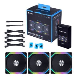 Lian Li UNI FAN SL120 V2 120mm RGB PWM PC Case Fans - 3 Pack with Controller (Black/White) - Perfect for Gaming PC Builds, Custom Water Cooling & High-Airflow Computer Cases