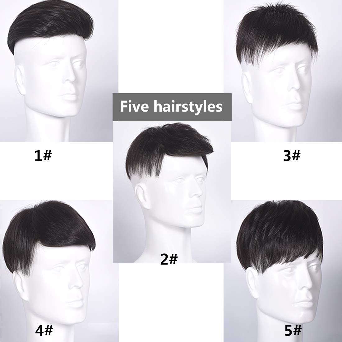Premium Human Hair Toupee for Men - Natural Black Clip-in Hair Topper (6.3