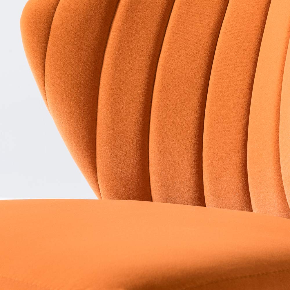 Modern Velvet Dining Room Chairs with Golden Metal Legs - Upholstered Tufted Back Accent Chair for Kitchen, Vanity, Patio & Beauty Room (Orange, 1-Pack) - Perfect for Small Spaces, Home Decor & Cozy Seating