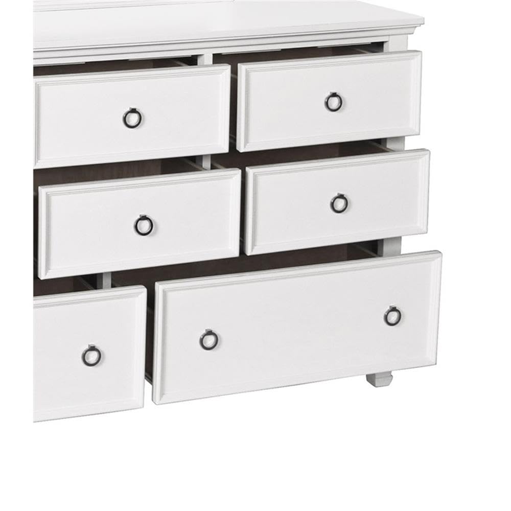 Tamarack Solid Wood 8-Drawer Dresser - Classic White Wooden Chest of Drawers for Bedroom Storage & Organization