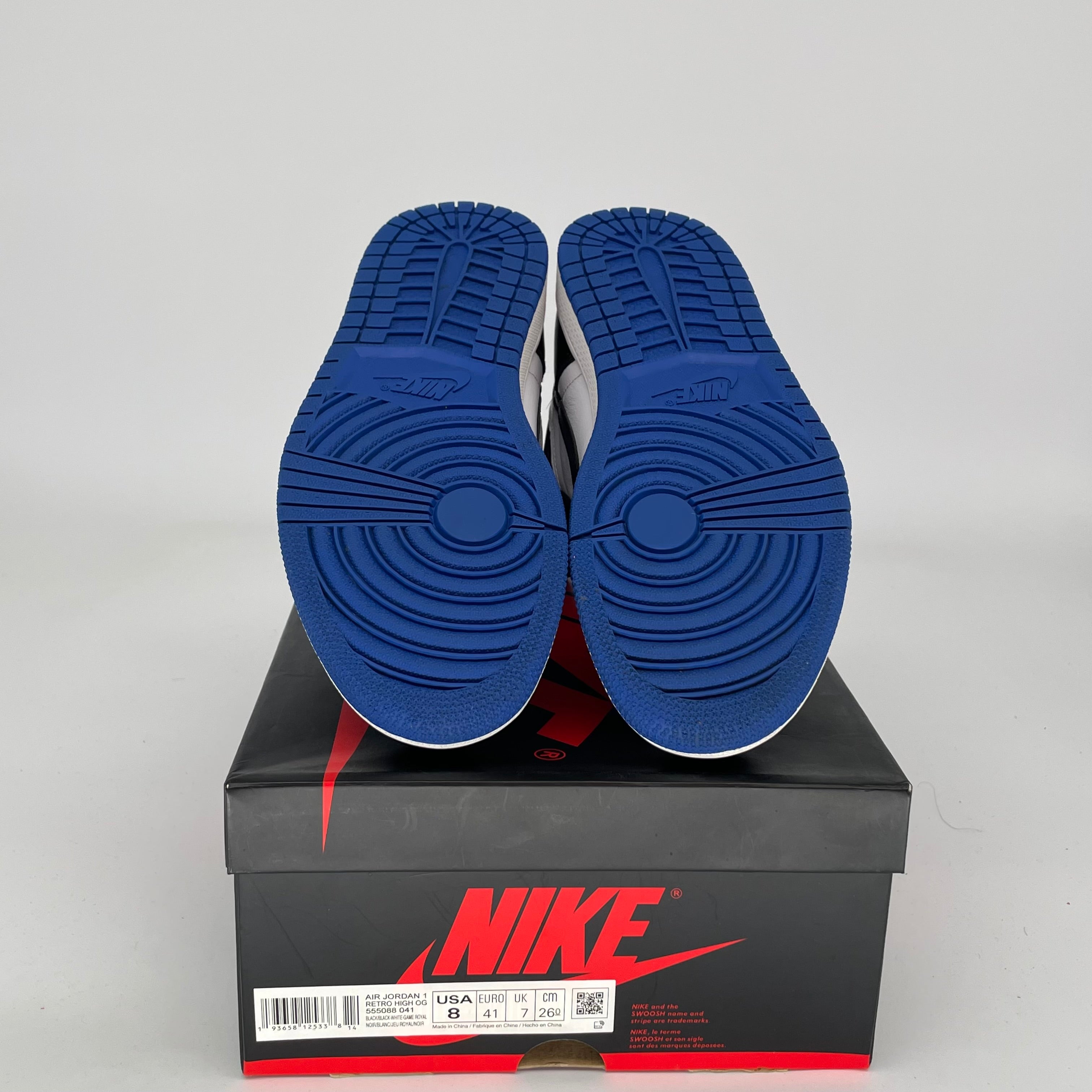 Air Jordan 1 Royal Toe Men's Basketball Shoes Size 8 | 555088-041 | Retro High OG Sneakers for Streetwear & Sports
