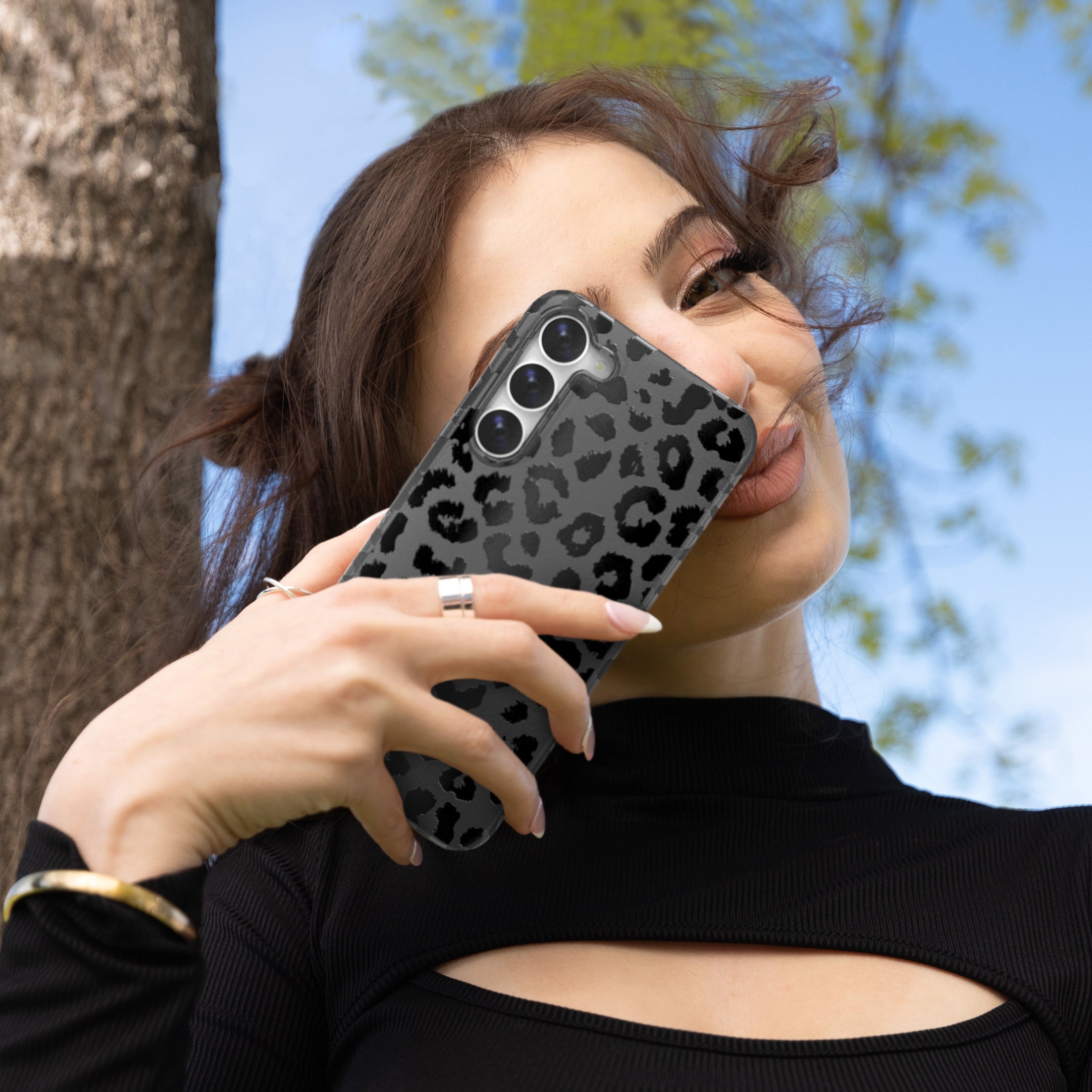 Samsung Galaxy Phone Case - Black Leopard Design | Durable Protective Cover for Samsung Galaxy S21/S22/S23 | Stylish Animal Print Case for Everyday Use & Travel