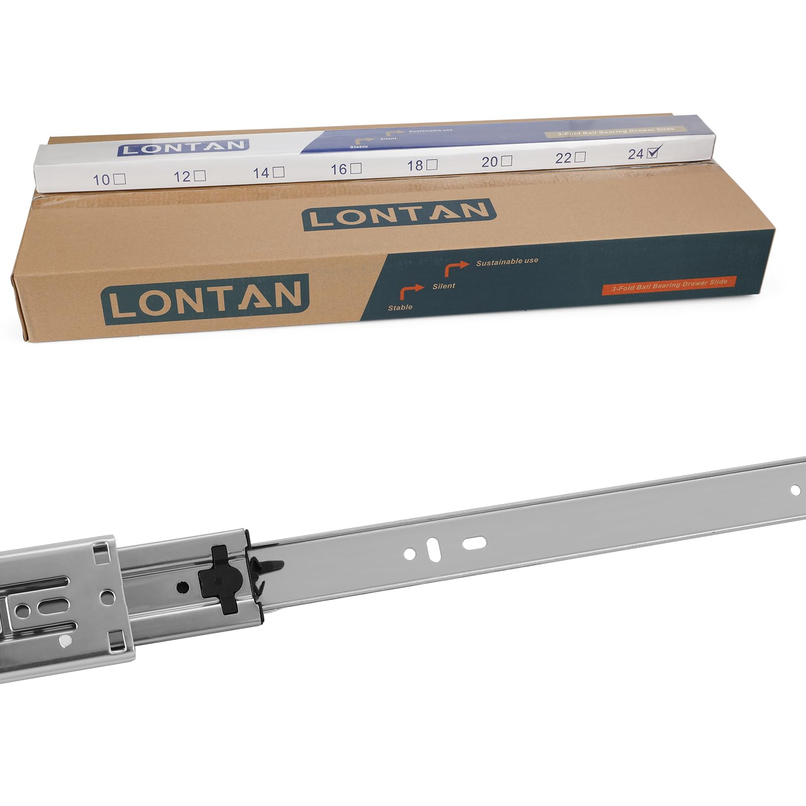 LONTAN 6 Pairs 18 Inch Soft Close Drawer Slides - Heavy Duty Full Extension Ball Bearing Side Mount Drawer Runners for Dresser & Kitchen Cabinets (100lb Capacity) - Perfect for Smooth, Quiet Cabinet Drawers in Home & Office