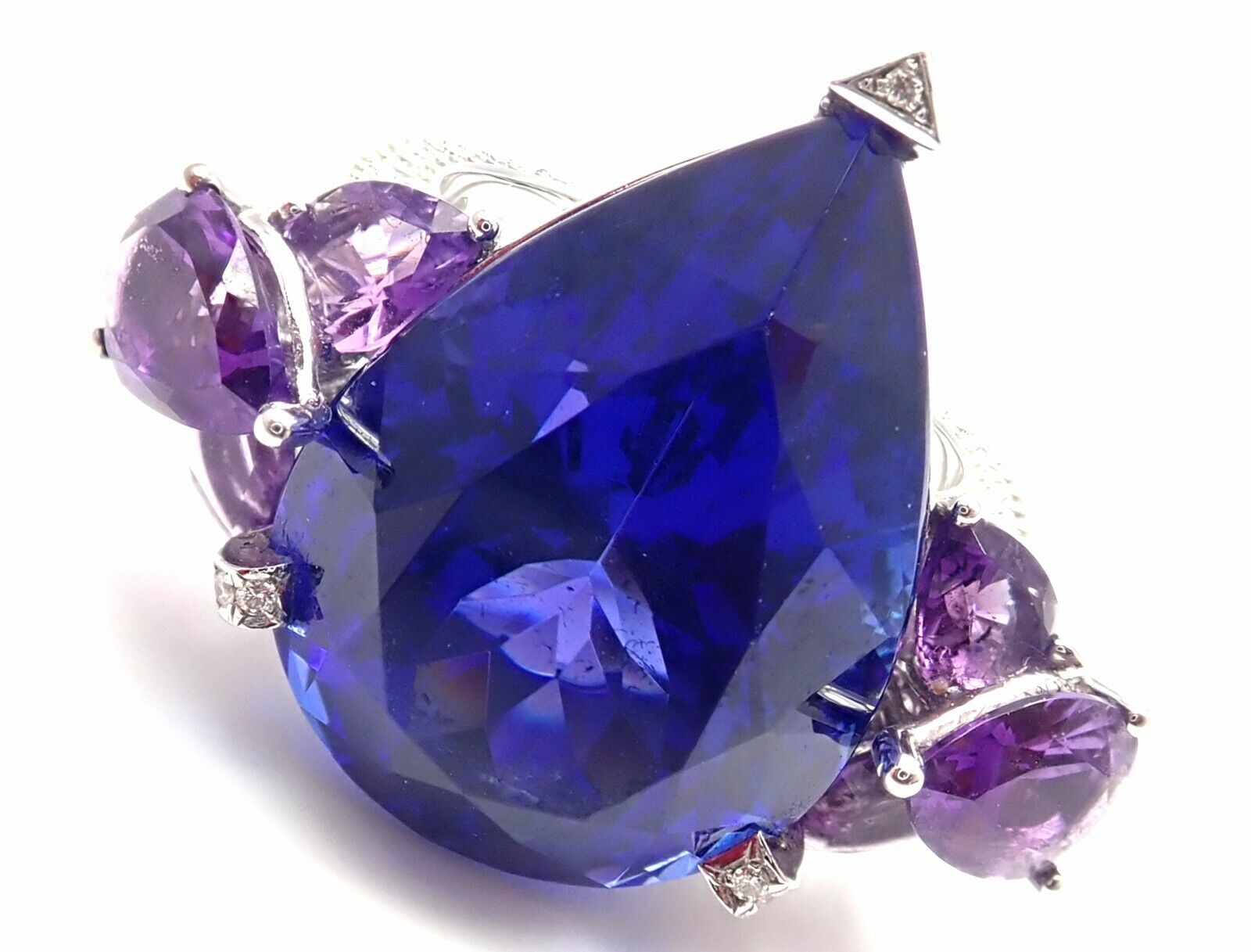 Luxury Chopard 18K Gold Diamond Tanzanite Amethyst Ring with Certificate Box - Perfect for Engagement, Anniversary & Special Occasion Gifts
