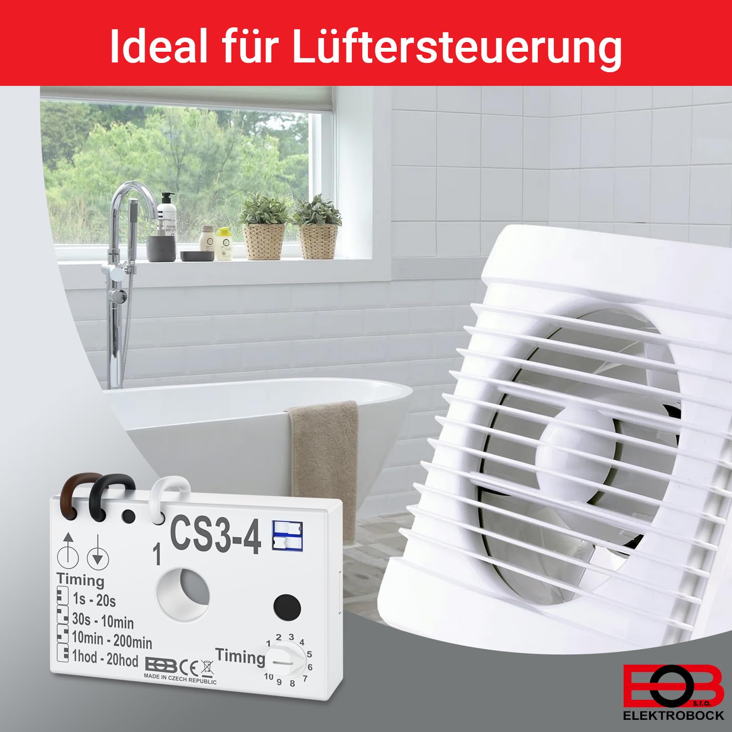 Elektro Bock Timer Flush-Mounted CS3-4 | Digital Countdown Timer Switch | Perfect for Home Automation, Bathroom & Kitchen Lighting Control