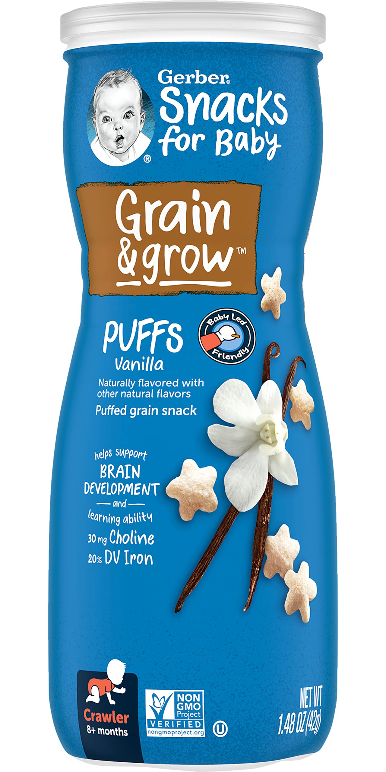 Gerber Baby Snacks Puffs - Vanilla Flavor - 6 Pack - Healthy Organic Baby Food for Toddlers - Perfect for On-the-Go, Snack Time & Travel