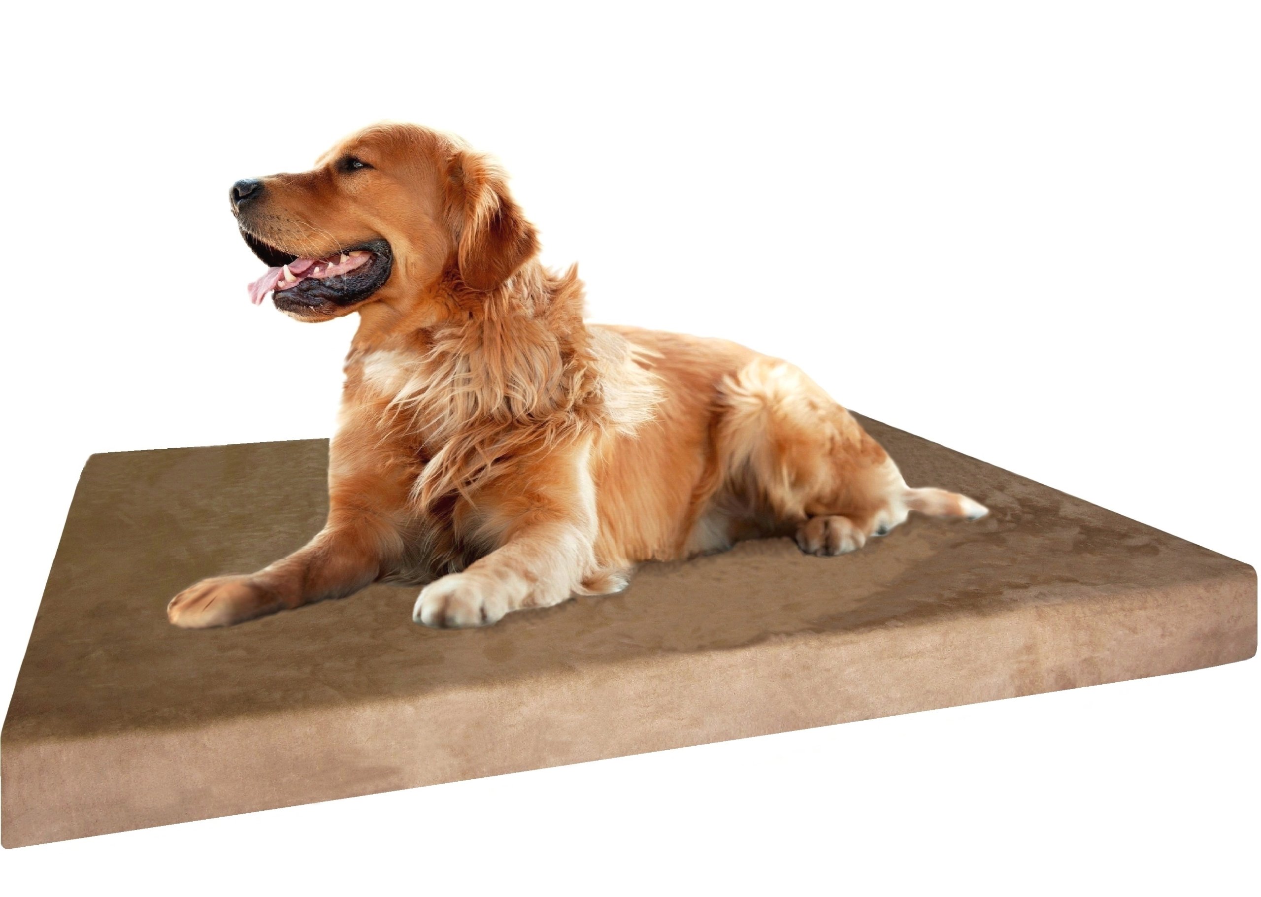 XL Durable Waterproof Dog Bed with Orthopedic Gel Cooling Memory Foam - Comfortable Pet Bed for Medium to Large Dogs, Microsuede Brown 40