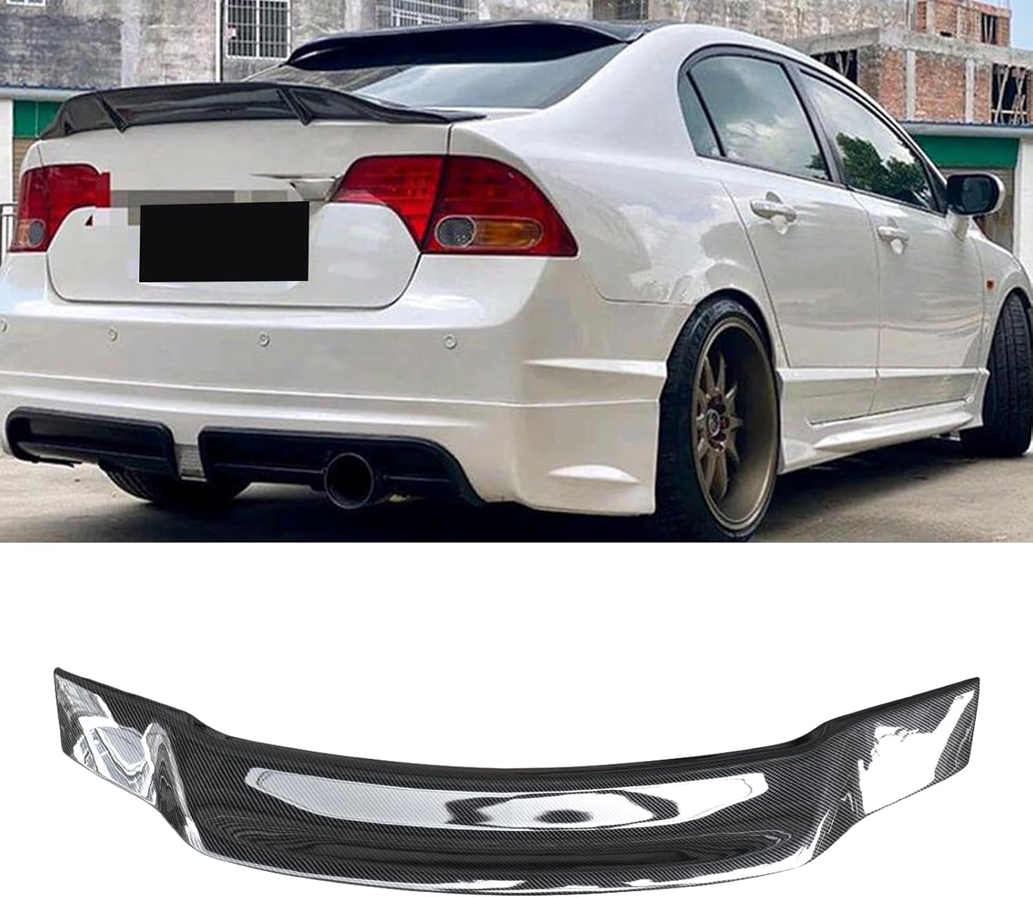 2006-2011 Honda Civic Sedan Trunk Spoiler - R-Style Duck Bill Rear Wing - Painted OEM Replacement - Perfect for Street Racing & Car Shows