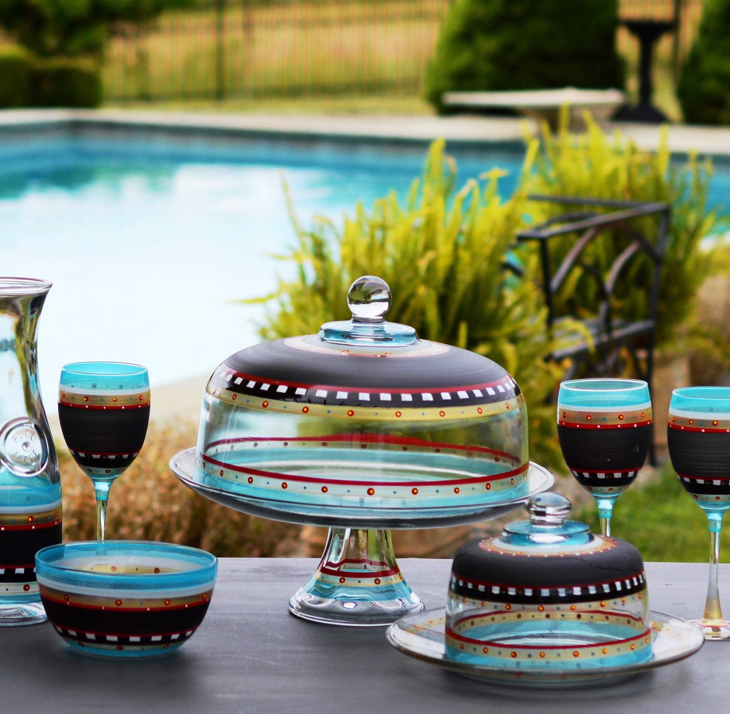 Hand Painted Wine Glasses Set of 2 - Moroccan Mosaic Chalk Collection - Customizable Glassware by American Artists - Unique Decorative Drinking Glasses for Wine, Chalkboard Personalization - Perfect for Dinner Parties, Weddings & Home Decor