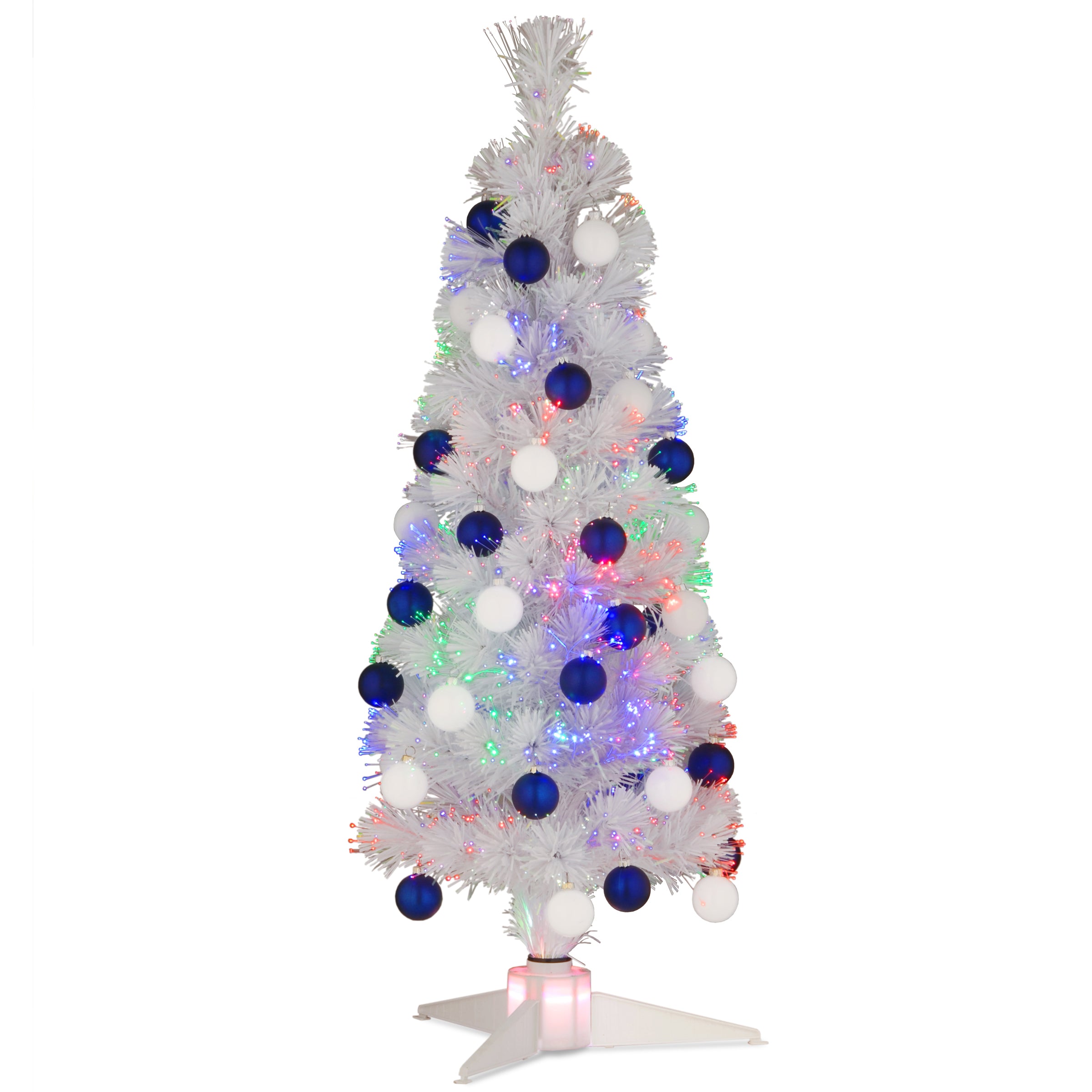 36 Inch Fiber Optic Fireworks White Christmas Tree - Perfect for Holiday Decorations, Parties & Indoor Festive Lighting