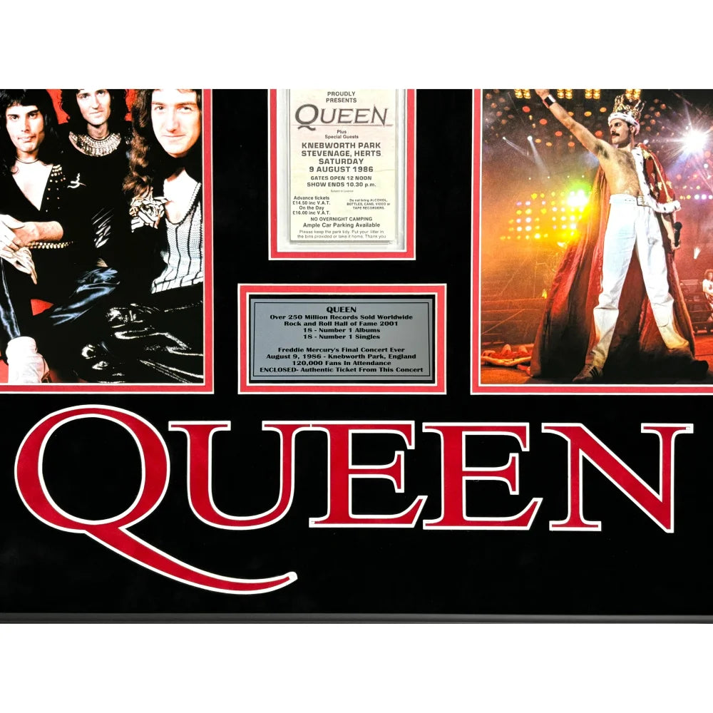 Freddie Mercury Queen Last Concert Authentic Ticket PSA COA Framed Memorabilia - Perfect for Music Fans & Rock Collectors