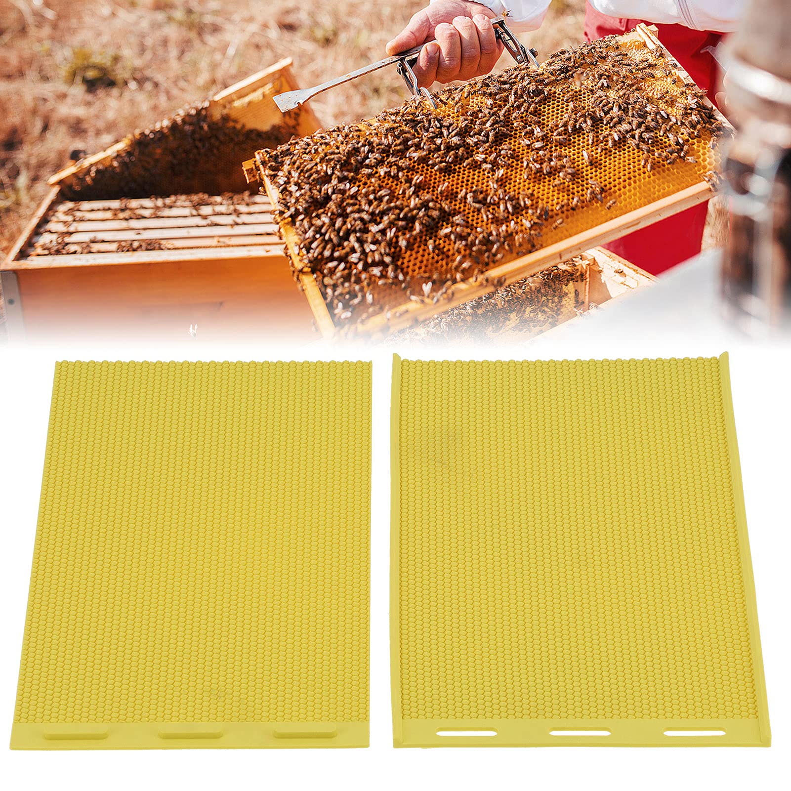 Luqeeg Beeswax Sheets for Candle Making - 2Pcs Silicone Press DIY Embosser Machine with Embossing Tools - Natural Yellow Beekeeping Accessories for Honeycomb Foundation & Candle Crafting