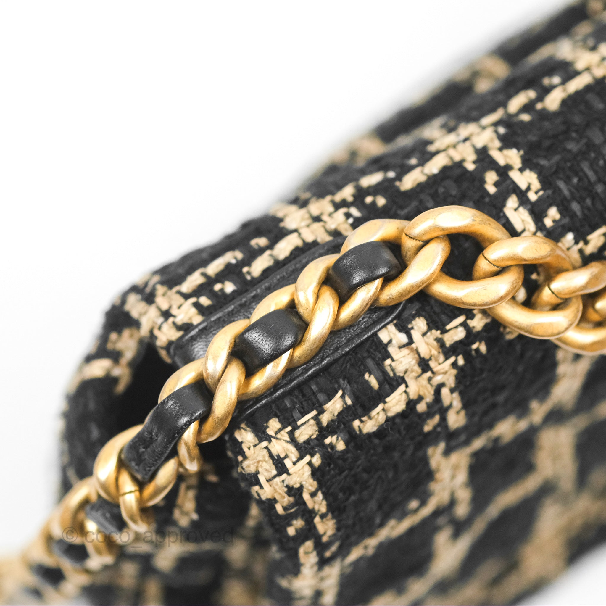 Chanel 19 Small Flap Bag - Black & Beige Tweed with Mixed Hardware | Luxury Designer Handbag for Women | Perfect for Evening Events & Special Occasions