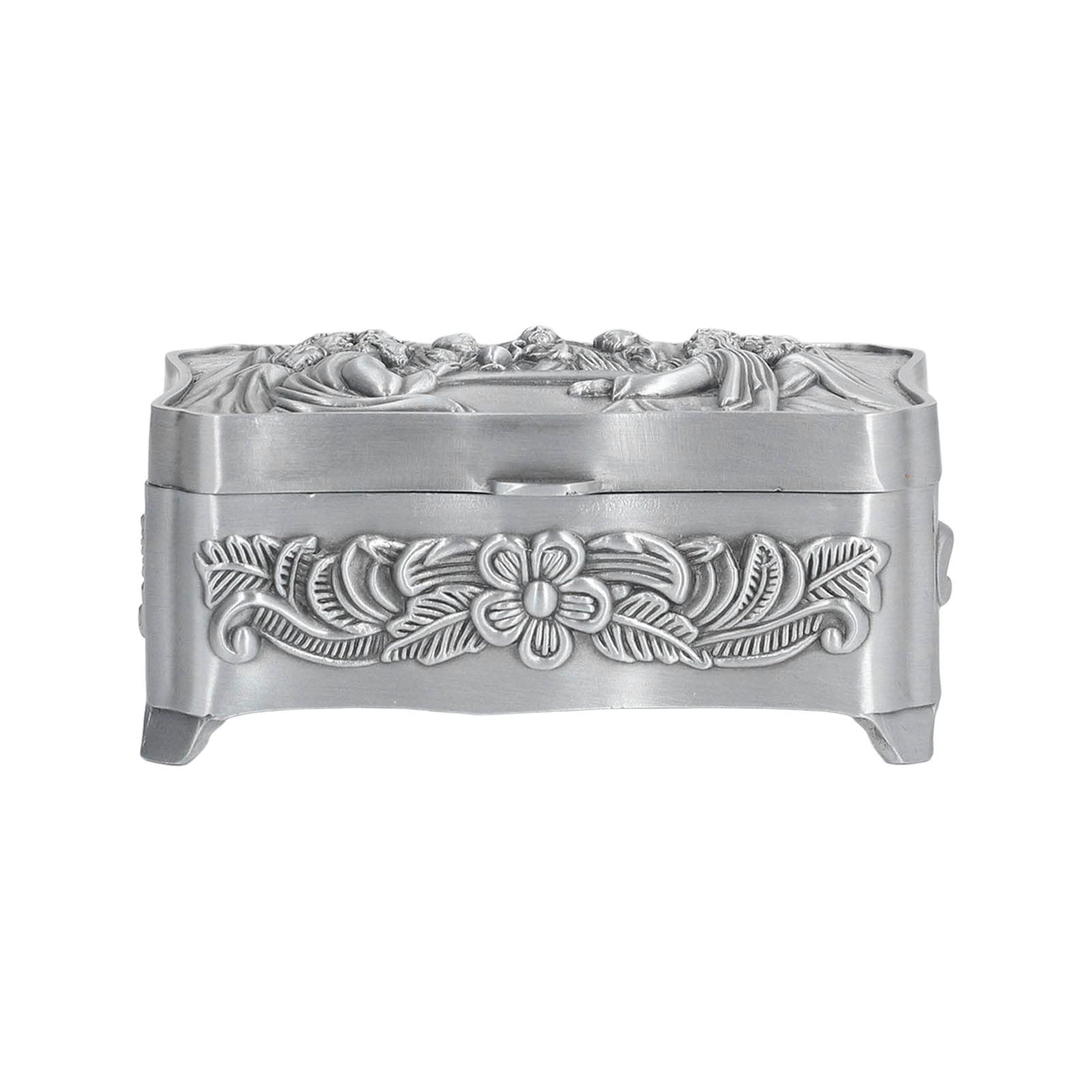 Vintage Zinc Alloy Jewelry Box with Soft Lining - Exquisite Treasure & Trinket Storage for Rings, Earrings, Necklaces - Perfect for Bedroom Vanity, Gift Giving & Travel Jewelry Organizer