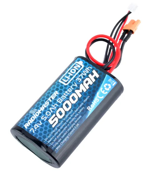 RadioMaster 2S Li-ion Battery 7.4V 5000mAh with XT30 Connector - Compatible with TX16S Radio Transmitter & Remote Controller - Perfect for RC Drones, FPV Racing, and Long-Duration Flight Sessions