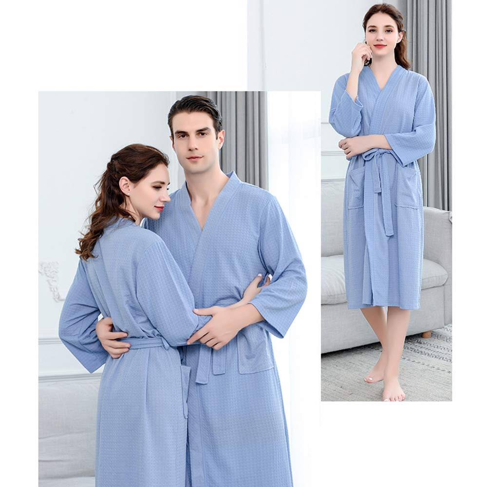 ASHER FASHION Women's Lightweight Fleece Robe - Soft Long Waffle Kimono Bathrobe for Spa, Lounge & Home Relaxation - Unisex Comfort Wear for Women & Men