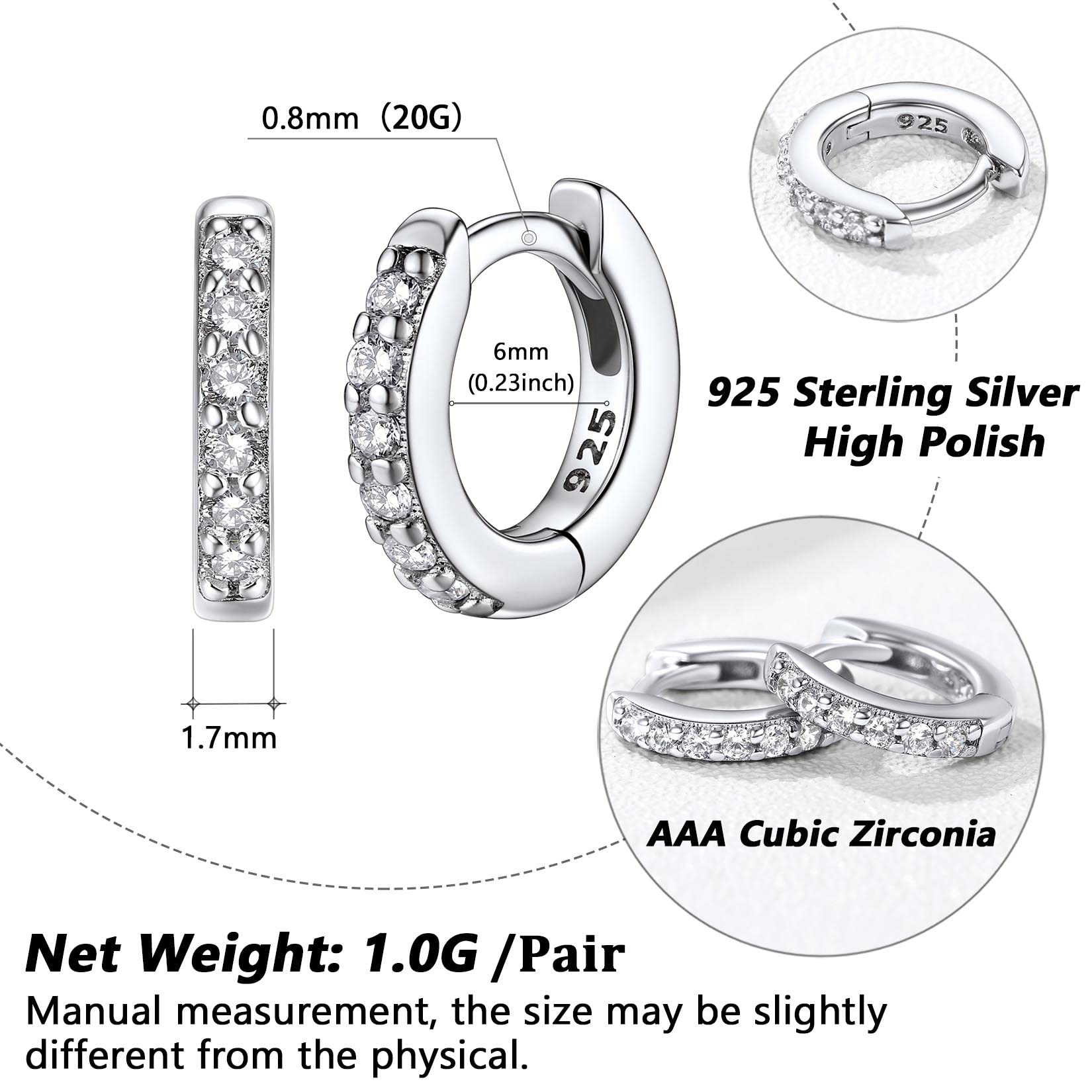 Silvora 925 Sterling Silver Small Hoop Earrings for Women & Men - Minimalist Huggie Hoops, Cartilage Earrings with Elegant Gift Box | Perfect for Everyday Wear, Gifts & Special Occasions
